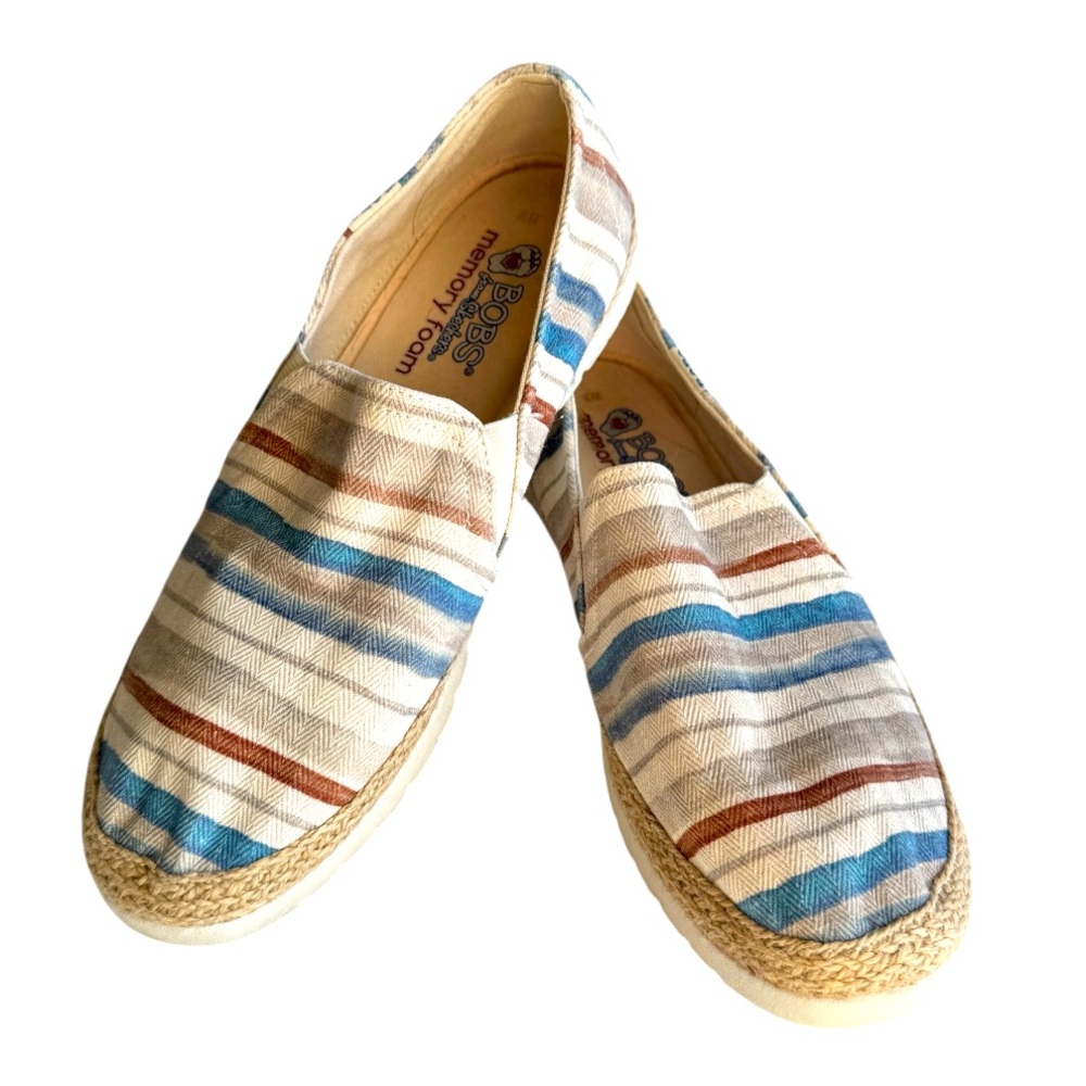 Size 9 Bob’s by Sketchers Striped Slip On Loaferss